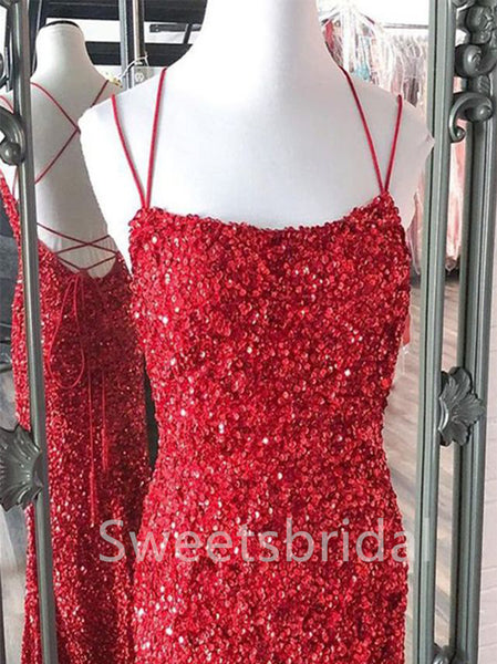 Sexy Spaghetti straps Side slit Mermaid Prom Dresses, SW1367