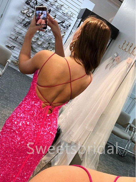 SexySpaghetti straps Side slit Sleeveless Mermaid Prom Dresses ,SW1345