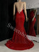 Sexy V-neck Side slit Sheath Prom Dresses,SW1763