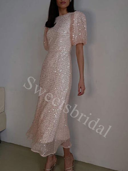 Elegant Strapless Half-sleeves A-line Prom Dresses,SW1804