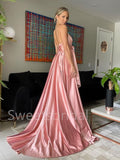 Elegant V-neck Spaghetti straps A-line Simple Prom Dresses ,SW1301
