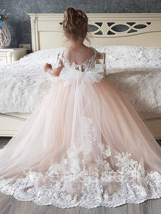 BeautifuI Scoop Cap sleeves A Line Flower Girl Dresses, FGS0047