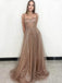 Charming Spaghetti Strap Aline Tulle Long Prom Dresses.SW1154