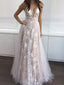 Sexy Deep V-Neck With Appliques Vintage Sleeveless Backless Beautiful Long Evening Prom Dress. PD1012