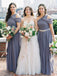 Dark Grey Chiffon One Shoulder Long A-line Simple Elegant Bridesmaid Dresses, WG102