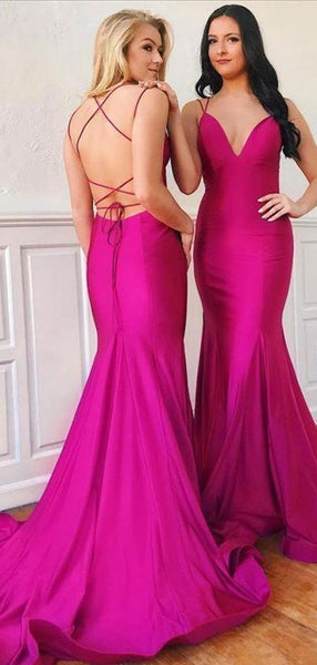 Fashion Spaghetti Straps Criss Cross Mermaid Long Evening Prom Dresses, MD390