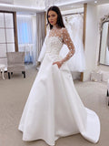 Gorgeous White Tulle A-line Floor Length Cheap Simple Wedding Dresses, WG195