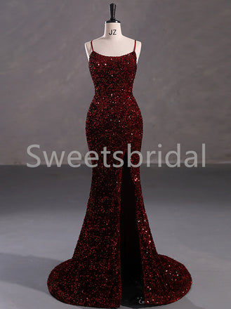 Sexy Square Spaghetti straps Mermaid Prom Dresses, SW1487