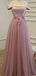 Charming Off The Shoulder Lace Applique A Line Lace Up Long Prom Dresses, SW1021