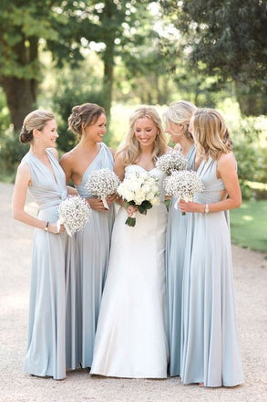 Mismatched A Line Cheap Chiffon Floor Length Long Bridesmaid Dresses, SW1037