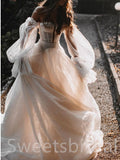 Elegant Off shoulder Long sleeves A-line Wedding Dresses,DB0285