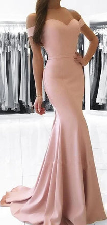 Elegant Off The Shoulder Jersey Mermaid Long Prom Dresses , DPB159