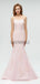 Elegant Spaghetti Strap Pink Lace Applique Mermaid Long Prom Dresses,MD601