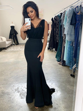 Mermaid V Neck Floor Length Cheap Long Bridesmaid Dresses, SW1045