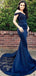 Pretty Off The Shoulder Lace Sweep Trailing Long Mermaid Prom Dresses, MD396