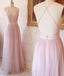 Pink V Neck Tulle Long prom dress, Evening dress, MD315