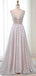 Gorgeous A Line Deep V Neck Sleeveless Long Prom Dresses ,MD357