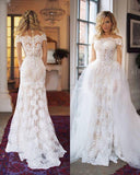 Gorgeous Off the Shoulder Long Sleeves Sweep Trailing Long Wedding Dresses, MD442