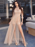 Simple Halter See-through A-line Evening Dresses Long Prom Dresses ,MD380
