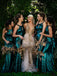 Vintage Mermaid Sleeveless Sequin Long Bridesmaid Dresses, SW1084