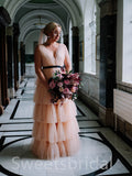 Simple V-neck Backless A-Line Floor-length Wedding Dresses,DB0183