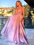 Popular Deep V-neck A-line Simple Evening Party Prom Gown Dresses. DB1025