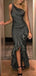 Fashion One Shoulder Sleeveles Short Long Mermaid Sequin Long Prom Dresses, MD403