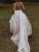 Charming V-neck Spaghetti Strap Lace Open Back Cheap Simple Wedding Dresses, WG199