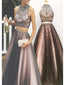 Gorgeous Two Pieces Open Back Vintage Ball Gown Long Prom Dresses. DB081