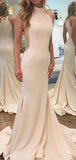 Popular High Neck Sleeveless Sweep Trailing Mermaid Long Evening Prom Dresses, MD385