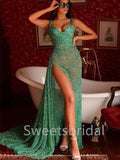 Sexy V-neck Spaghetti straps Side slit Sleeveless Mermaid Prom Dresses ,SW1343