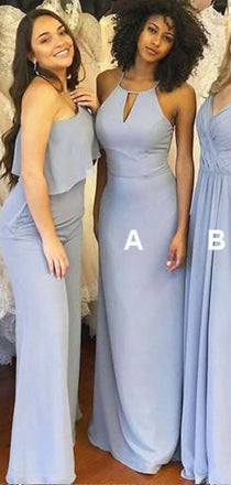 Affordable Mismatched A Line Chiffon Floor Length Long Bridesmaid Dresses, SW1080