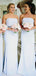Elegant Strapless Light Blue Cheap Mermaid Chiffon Long Bridesmaid Dresses, SW1015
