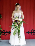 Pretty Sweetheart Tulle Lace A-line Long Wedding Dresses Evening Party Dresses, WD1122