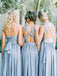 Simple Blue Handmade Custom Make Floor-Length Long Bridesmaid Dresses, SW1047