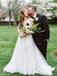 Pretty V-neck A-line Lace Tulle Sleeveless Long Wedding Dresses Evening Dresses, WD1130