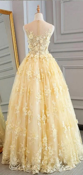 Elegant A Line Sleeveless Long Prom Dress Lace Applique Evening Dresses ,MD355