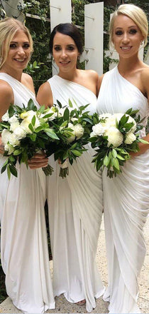 Fashion One Shoulder Sleeveless With Pleats Mermaid Long Bridesmaid Dresses, SW1089