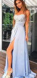 Pretty Sweetheart Lace Top A Line Side Slit Long Evening Prom Dresses, MD388