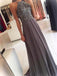 Gorgeous Grey Halter Chiffon With Beading Evening Dress Long Prom Dresses, MD393