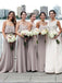 Cheap Spaghetti Strap Simple Floor Length Chiffon Long Bridesmaid Dresses, SW1071