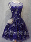 Elegant Jewel Sleeveless A-line Star Short Prom Dresses,SW1554