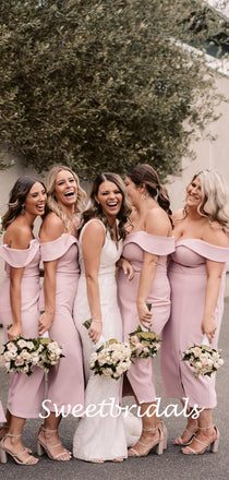 Charming Off-shoulder Sleeveless Mermaid Bridesmaid Dresses, SW1157