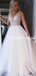 Simple V-neck A-line Tulle Evening Party Prom Dresses,SW1137