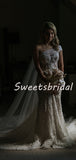 Pretty One-shoulder Lace Mermaid With Train Appliques Long Wedding Dresses Evening Dresses, WD1123