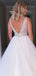 Simple V-neck A-line Tulle Evening Party Prom Dresses,SW1137