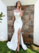 Spaghetti Strap Mermaid Open Back Side Slit Long Prom Dresses.SW1241