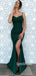 Spaghetti Strap Mermaid Open Back Side Slit Long Prom Dresses.SW1241
