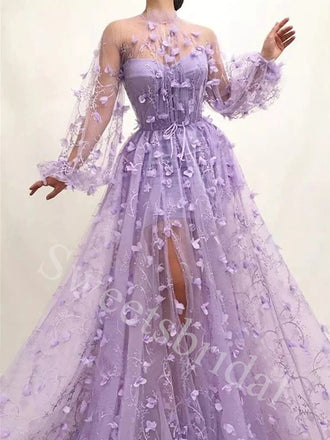 Sexy Sweetheart Long sleeves A-line Long Prom Dress,SW1945