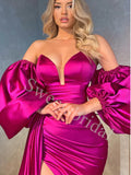 Elegant V-neck Sleeveless Side slit Sheath Prom Dresses,SWW1729